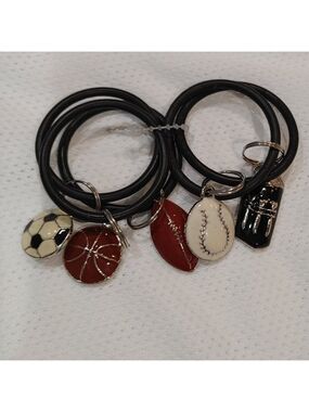 Set/5 Sports Themed Beer / Soda Bottle Tags Metal Party Accessories Elastic Band